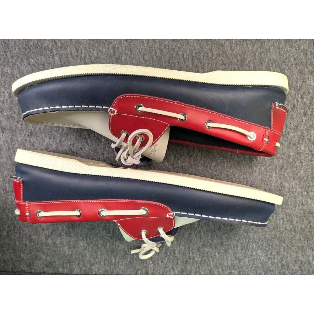 Tommy Hilfiger Bowman Boat Shoes Men 13 M Blue Red White Leather w/ Box